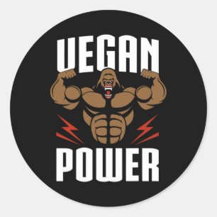 Veganer Power - Gorilla Workout und Gym-Bodybuildi Runder Aufkleber