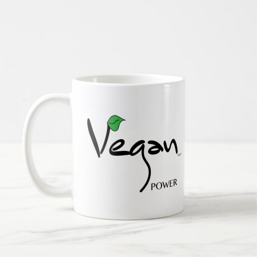 Veganer Power mit grünem Leaf Cool Kaffeetasse (Links)