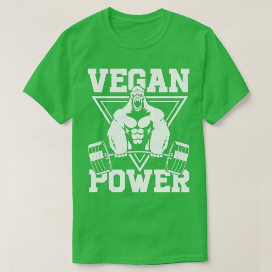 Veganer Power Workout Muskel-Gorilla-Bodybuilding T-Shirt (Design vorne)