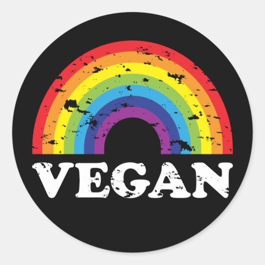 Veganer Regenbogen Runder Aufkleber (Vorderseite)