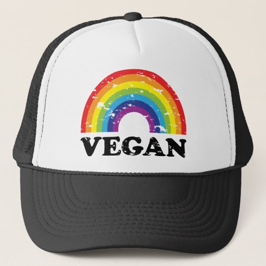 Veganer Regenbogen Truckerkappe (Vorderseite)