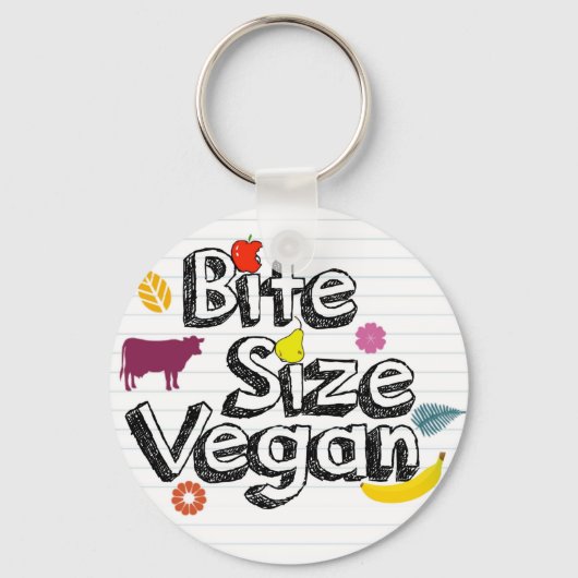 Veganer Schlüsselanhänger mit beigefarbenem Logo (Vorderseite)
