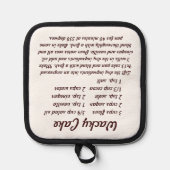 Veganer Schokoladenkuchen Rezept Topflappen (Vorderseite)