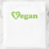 Veganer Text Grünes Herz Ovaler Aufkleber (Tasche)