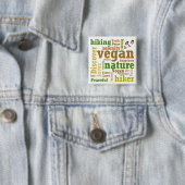 Veganer Wanderer Wander-Word-Cloud-Button Button (Beispiel)