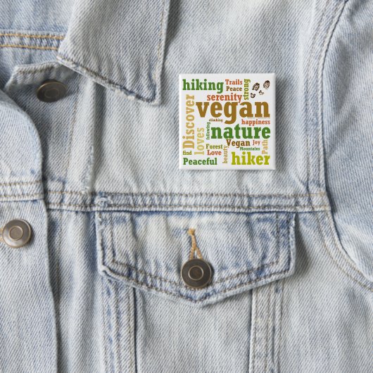 Veganer Wanderer Wander-Word-Cloud-Button Button (Beispiel)