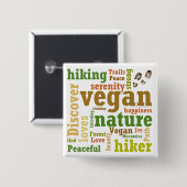 Veganer Wanderer Wander-Word-Cloud-Button Button (Vorne & Hinten)