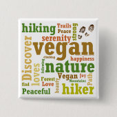 Veganer Wanderer Wander-Word-Cloud-Button Button (Vorderseite)