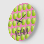 Veganes Apfelmuster für Vegetarier-Liebhaber Große Wanduhr (Winkel)