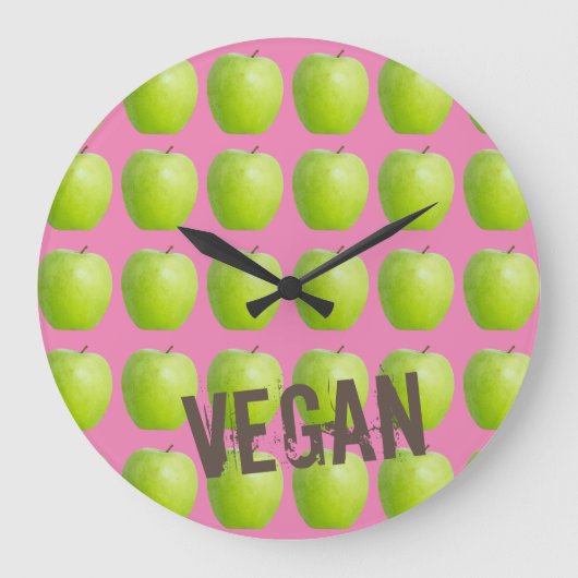 Veganes Apfelmuster für Vegetarier-Liebhaber Große Wanduhr (Vorderseite)