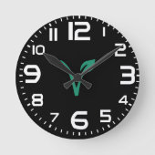 Veganes Blattzeichen Runde Wanduhr (Vorderseite)