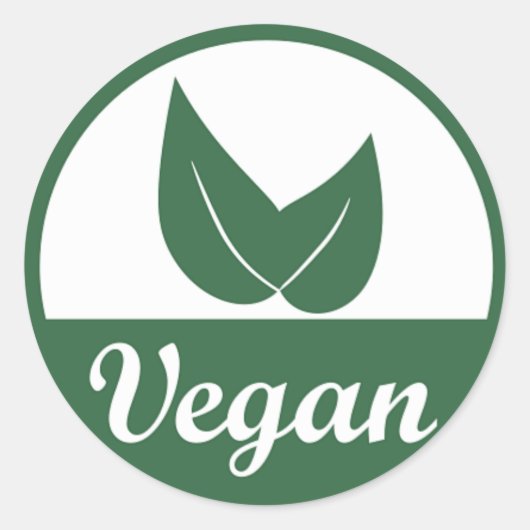 Veganes Design 1 grün auf Weiß Runder Aufkleber (Vorderseite)