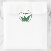 Veganes Design 2 Grün auf Weiß Runder Aufkleber (Tasche)