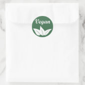 Veganes Design 2 Weiß auf Grün Runder Aufkleber (Tasche)