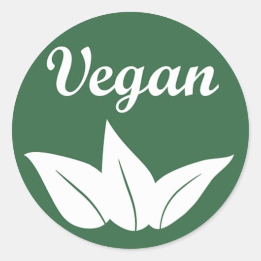 Veganes Design 2 Weiß auf Grün Runder Aufkleber (Vorderseite)