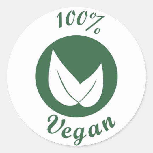 Veganes Design 3 Grün auf Weiß Runder Aufkleber (Vorderseite)