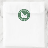 Veganes Design 4 - Weiß auf grünem Hintergrund Runder Aufkleber (Tasche)