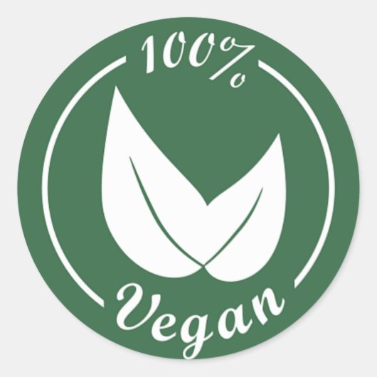 Veganes Design 4 - Weiß auf grünem Hintergrund Runder Aufkleber (Vorderseite)