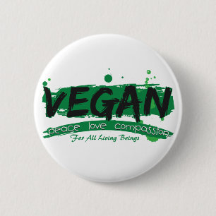 Veganes FriedensLiebe-Mitleid Button