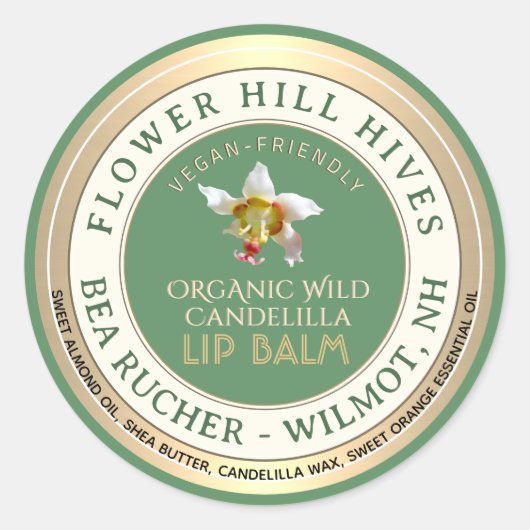 VEGANES FRIENDLY Candelilla Wachs Lip Balm Label Runder Aufkleber (Vorderseite)