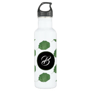 Veganes grünes Wasserfarbenleaf Edelstahlflasche