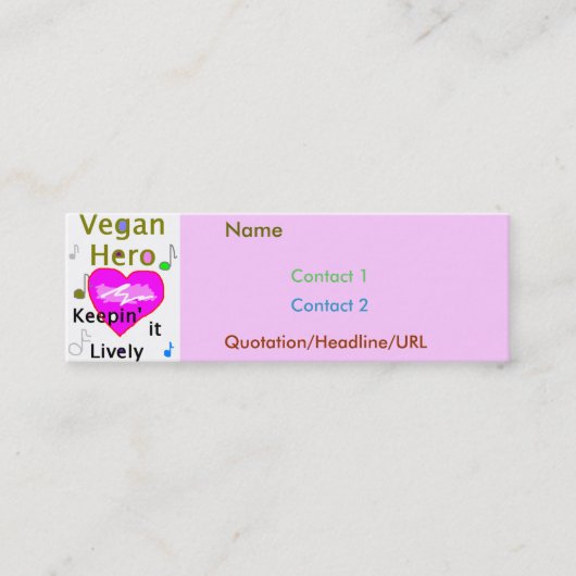 Veganes Held-Rosa Mini Visitenkarte (Vorderseite)