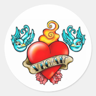 Veganes Herz Sticks! Runder Aufkleber