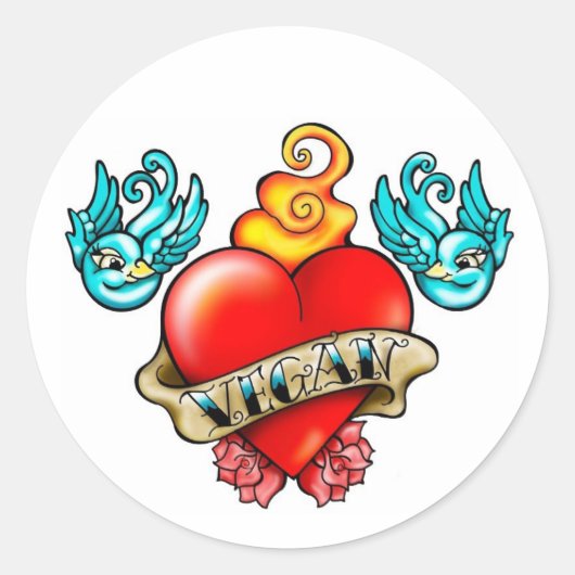 Veganes Herz Sticks! Runder Aufkleber (Vorderseite)