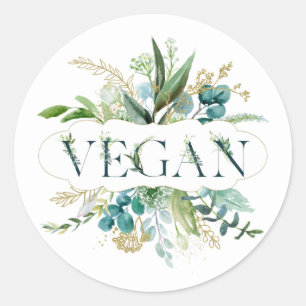 Veganes Leafarbendesign Runder Aufkleber