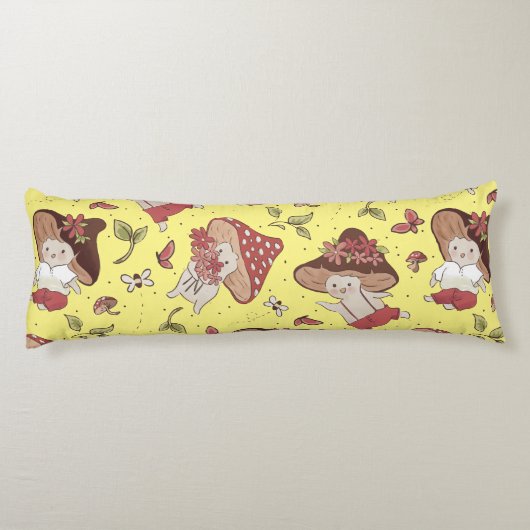 Veganes Leben - Pilzmuster Seitenschläferkissen (Rückseite)