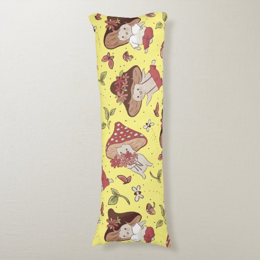 Veganes Leben - Pilzmuster Seitenschläferkissen (Vorderseite Vertikal)