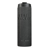 Veganes Leder aus schwarzem Leder Thermosbecher (Vorderseite)