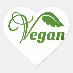 Veganes Logo-Leaf Herz-Aufkleber