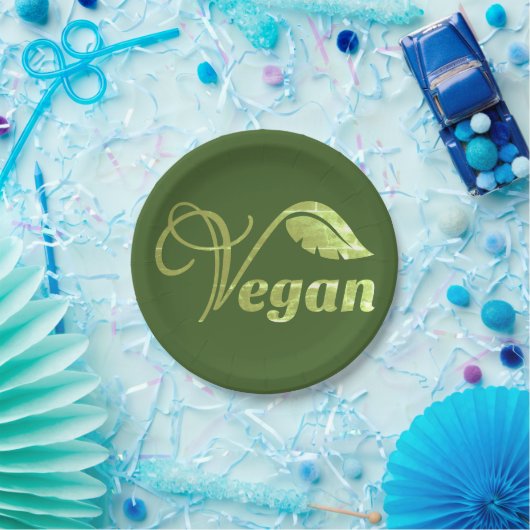 Veganes Logo-Leaf Pappteller (Party)