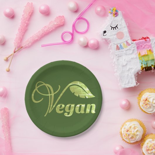 Veganes Logo-Leaf Pappteller (Party)