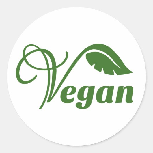 Veganes Logo-Leaf Runder Aufkleber (Vorderseite)