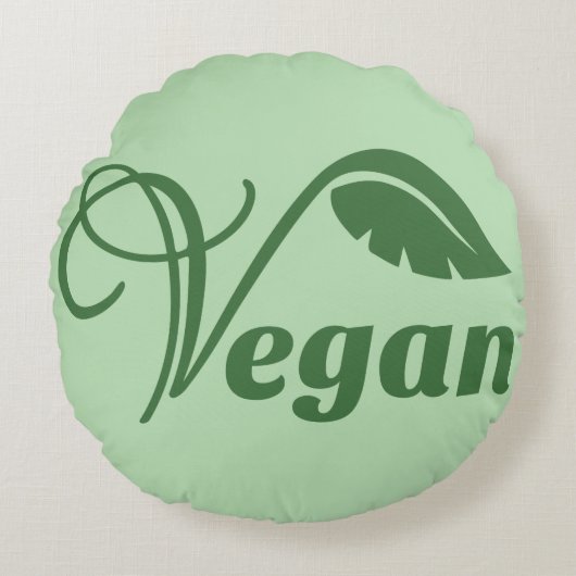 Veganes Logo-Leaf Rundes Kissen (Vorderseite)