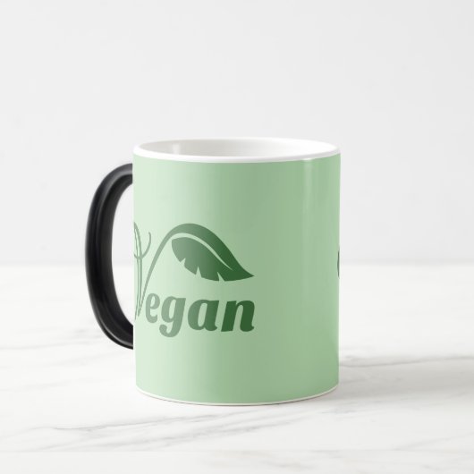 Veganes Logo-Leaf Verwandlungstasse (Vorderseite Links)