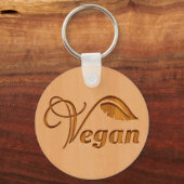Veganes Logo mit Holzeffekt Schlüsselanhänger (Vorderseite)