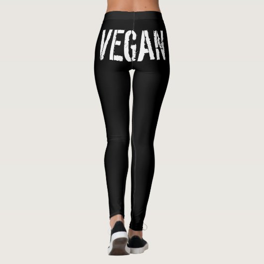 "VEGANES" LOGO-SCHWARZE LEGGINGS (Rückseite)