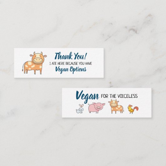 Veganes Outreach-Restaurant Vielen Dank Mini Visitenkarte (Vorne/Hinten)