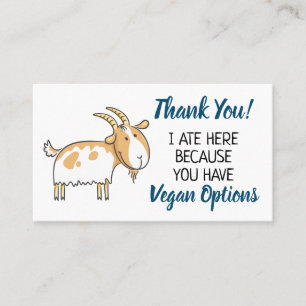 Veganes Outreach-Restaurant Vielen Dank Visitenkarte