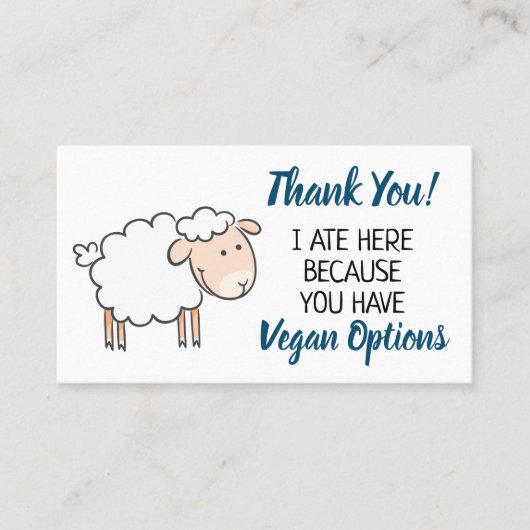 Veganes Outreach-Restaurant Vielen Dank Visitenkarte (Vorderseite)