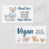 Veganes Outreach-Restaurant Vielen Dank Visitenkarte (Vorne/Hinten)