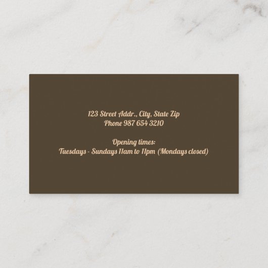 Veganes Restaurant (kundengerecht) Visitenkarte (Rückseite)