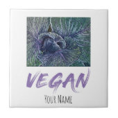 Veganes Rotes Cabbage Vintages Geschenk Fliese (Vorderseite)