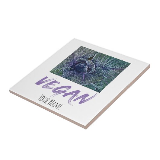 Veganes Rotes Cabbage Vintages Geschenk Fliese (Seite)