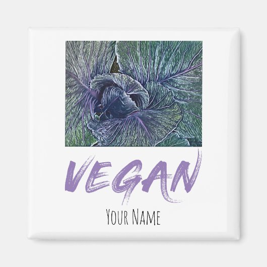 Veganes Rotes Cabbage Vintages Geschenk Magnet (Vorne)