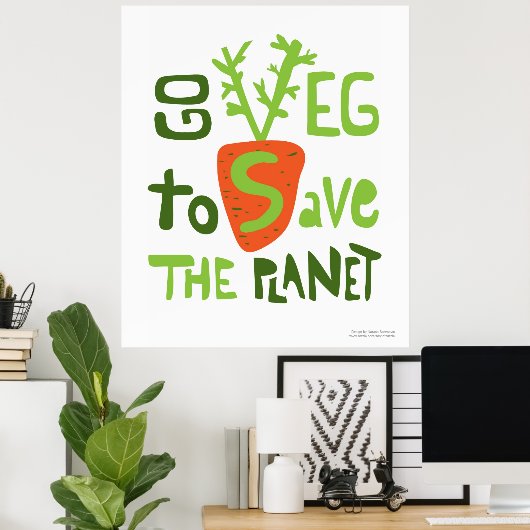 Veganes Slogan Hand Writed Doodle Poster (Heimbüro)
