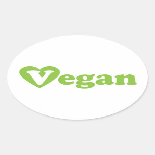 Veganes Text-Grün-Herz Ovaler Aufkleber